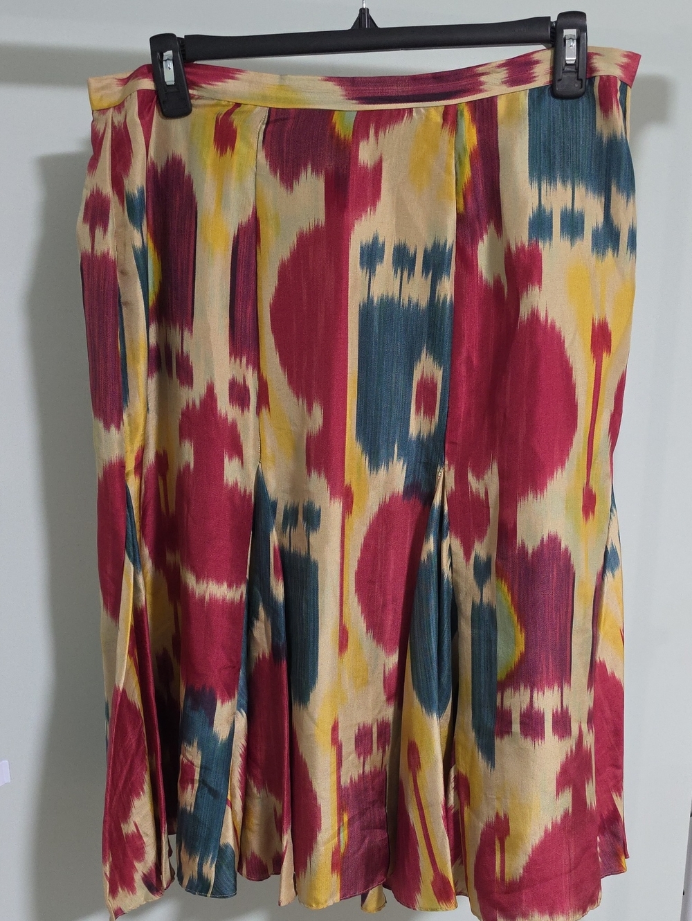 Ralph Lauren 100%  Silk Multicolor Ikat Midi Skirt - Lined - See Description